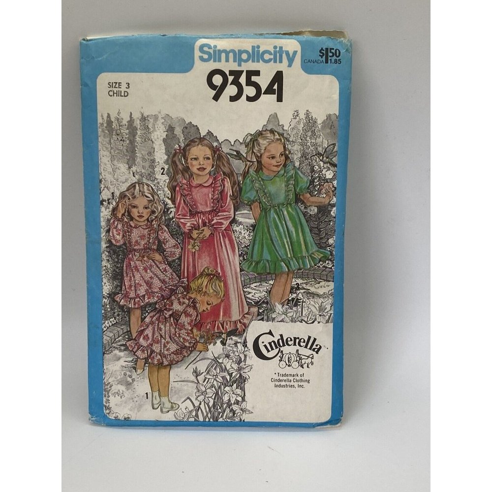 Simplicity Pattern 9354 Girls' Maxi or Short Ruffled Cinderella Dress Size 3